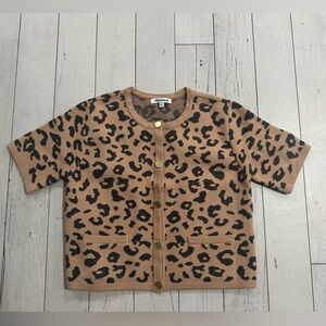 Leopard Print Cardigan with Gold Buttons